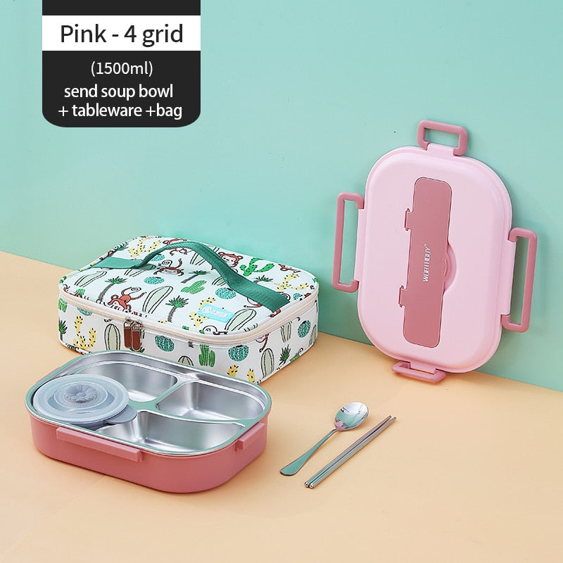 Stainless Steel Multi Compartment Kids Lunch Box | Kalsten
