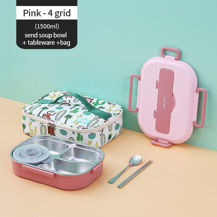 Stainless Steel Multi Compartment Kids Lunch Box | Kalsten