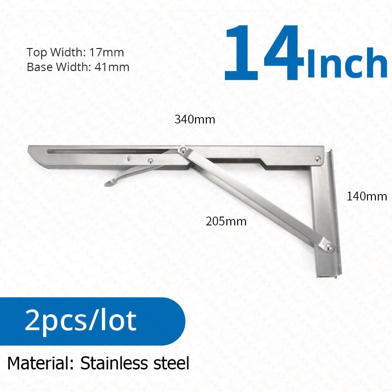 Kalsten | 2-piece set collapsible shelf brackets, heavy-duty, made of stainless steel for tables, motorhomes and space-saving