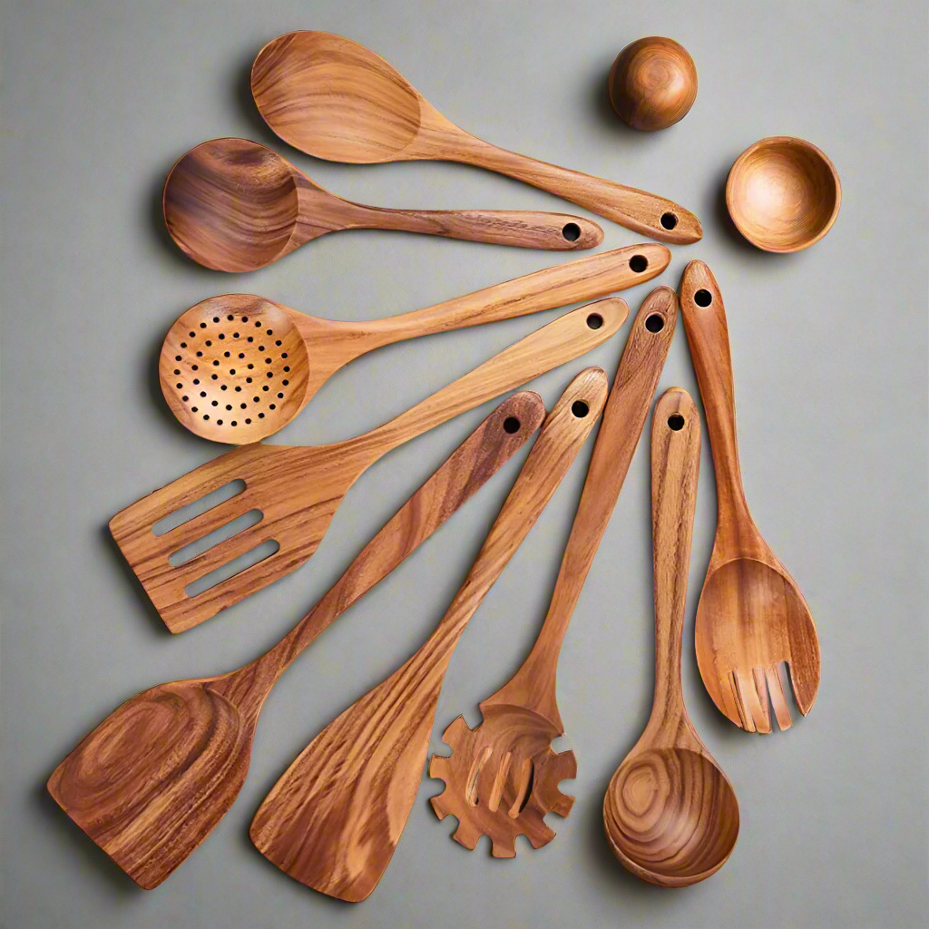 TeakChef Kitchen Set – Durable Antibacterial Kitchen Utensils made of Teak Wood | Kalsten