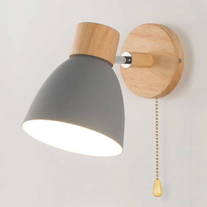 Kalsten | LumoNord Macaron Wall Lamp | Wood & Metal | 90° Swiveling Lamp Head | Scandinavian Design | E27 Socket (without bulb)