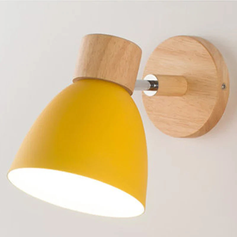 Kalsten | LumoNord Macaron Wall Lamp | Wood & Metal | 90° Swiveling Lamp Head | Scandinavian Design | E27 Socket (without bulb)