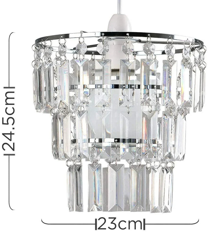 Modern 3-Tier Clear Beaded Chandelier: Elegant Acrylic Droplet Lampshade | Kalsten