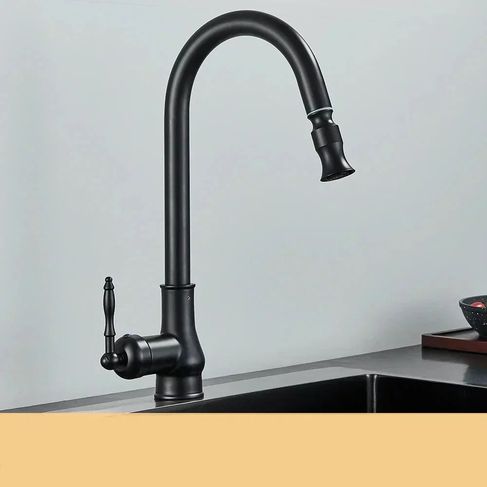 Retro Brass Kitchen Faucet – Swivel Spout