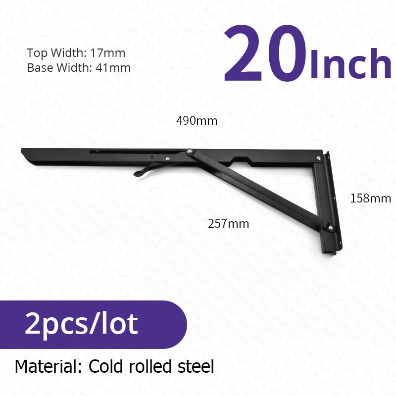 Kalsten | 2-piece set collapsible shelf brackets, heavy-duty, made of stainless steel for tables, motorhomes and space-saving