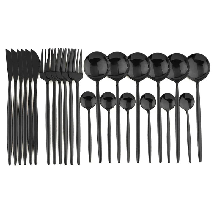 Luxury Black-Gold Stainless Steel Cutlery Set - for Elegant Meals Kalsten