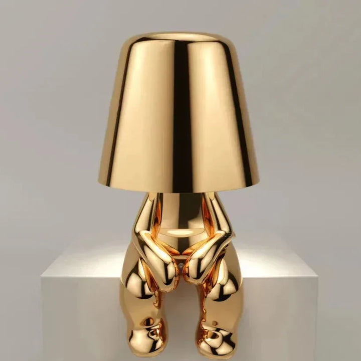 Golden Man LED Thinking Table Lamp – Playful Nightstand Lamp for Bedroom & Decor | Kalsten