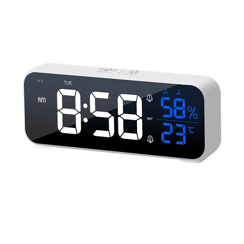 Multipurpose Musical LED Desk Clock with Alarm Function, Temperature and Humidity Display – Digital Clock for Desk and Bedroom | Kalsten