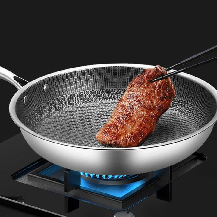 Kalsten | Chefverro stainless steel non-stick frying pan with honeycomb structure | For all types of stoves including induction | Scratch resistant & dishwasher safe
