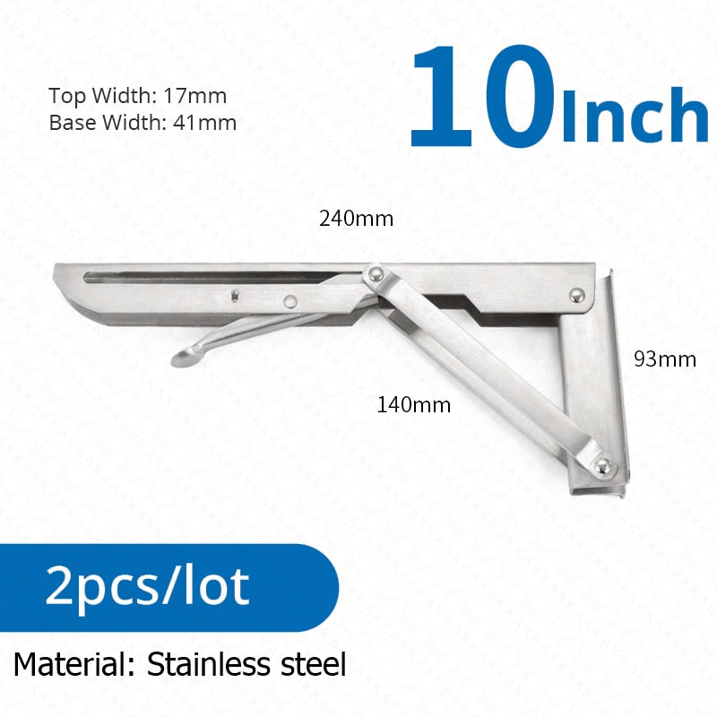 Kalsten | 2-piece set collapsible shelf brackets, heavy-duty, made of stainless steel for tables, motorhomes and space-saving
