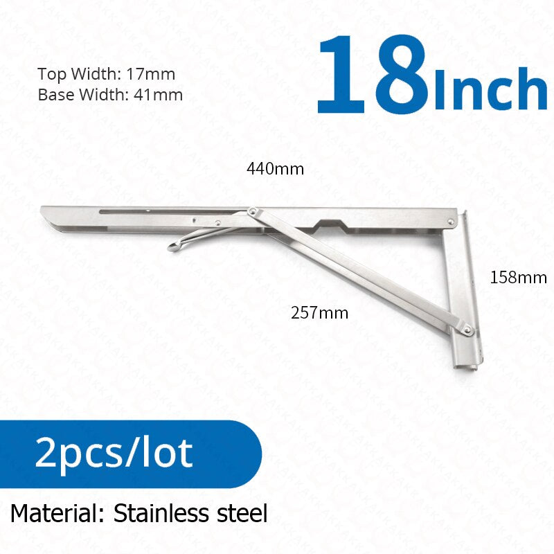 Kalsten | 2-piece set collapsible shelf brackets, heavy-duty, made of stainless steel for tables, motorhomes and space-saving