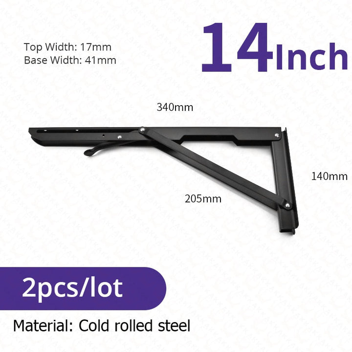 Kalsten | 2-piece set collapsible shelf brackets, heavy-duty, made of stainless steel for tables, motorhomes and space-saving