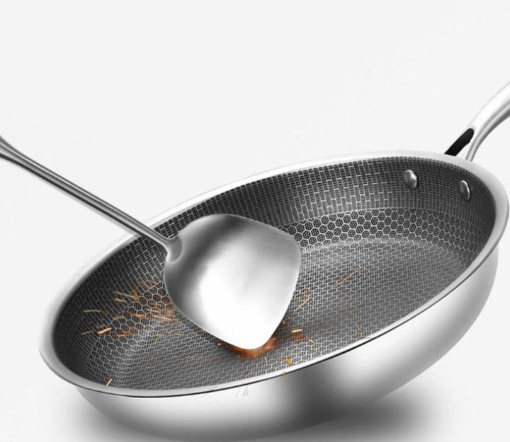 Kalsten | Chefverro stainless steel non-stick frying pan with honeycomb structure | For all types of stoves including induction | Scratch resistant & dishwasher safe