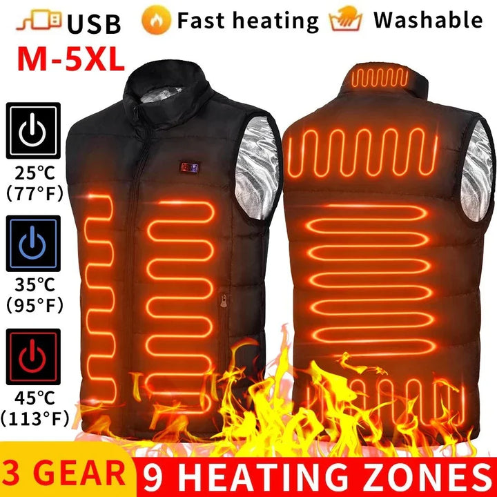 Kalsten | Heated jacket with 9 heating zones | USB heat jacket for women & men | Graphene heating technology for outdoor, camping & sports | ThermoVenture