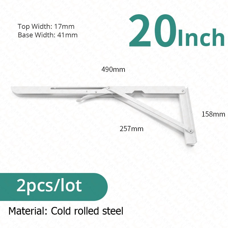 Kalsten | 2-piece set collapsible shelf brackets, heavy-duty, made of stainless steel for tables, motorhomes and space-saving