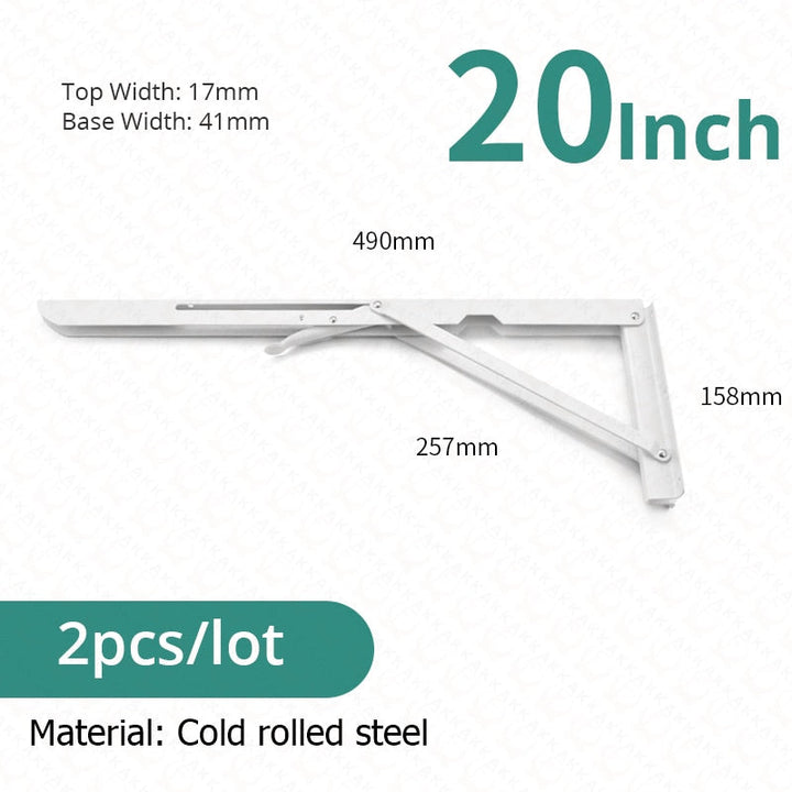 Kalsten | 2-piece set collapsible shelf brackets, heavy-duty, made of stainless steel for tables, motorhomes and space-saving