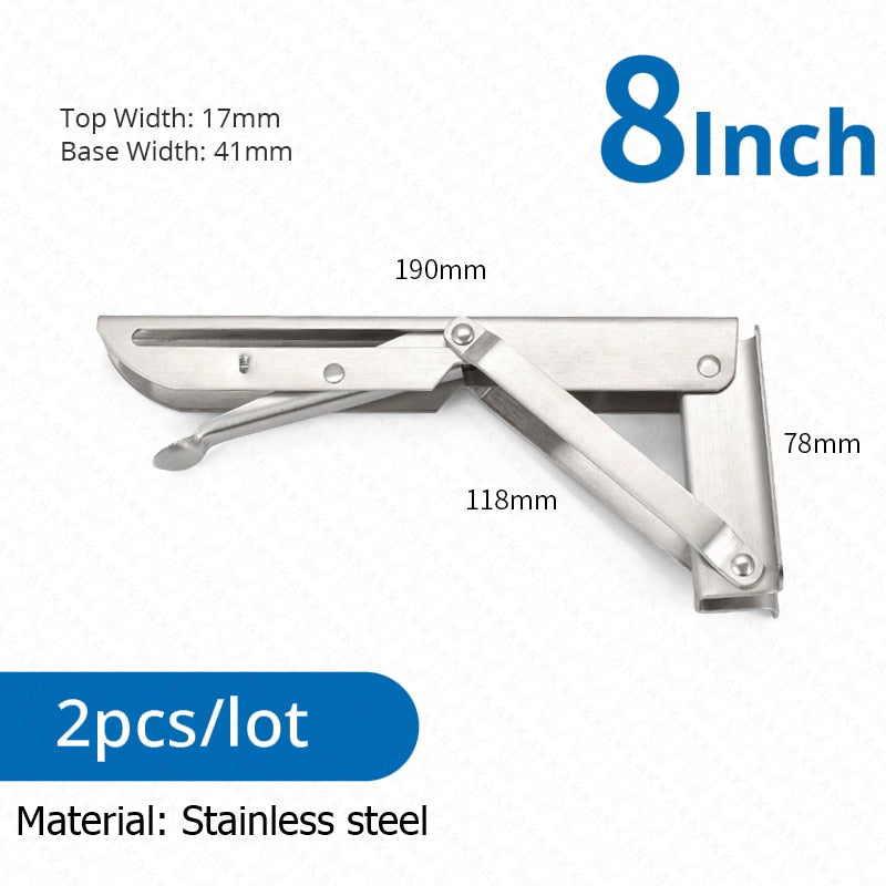Kalsten | 2-piece set collapsible shelf brackets, heavy-duty, made of stainless steel for tables, motorhomes and space-saving