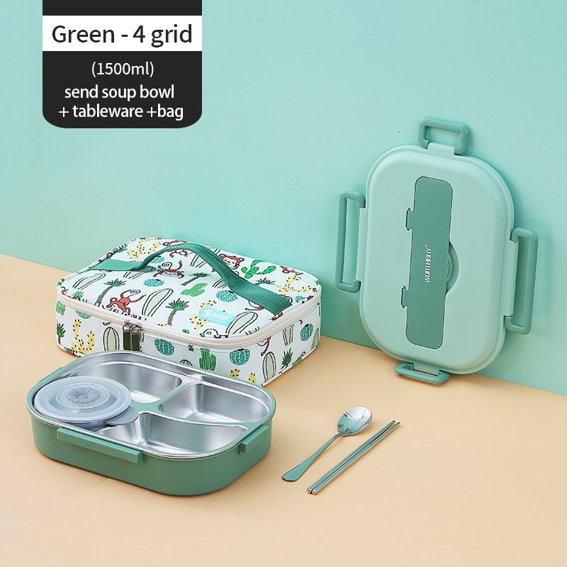 Stainless Steel Multi Compartment Kids Lunch Box | Kalsten