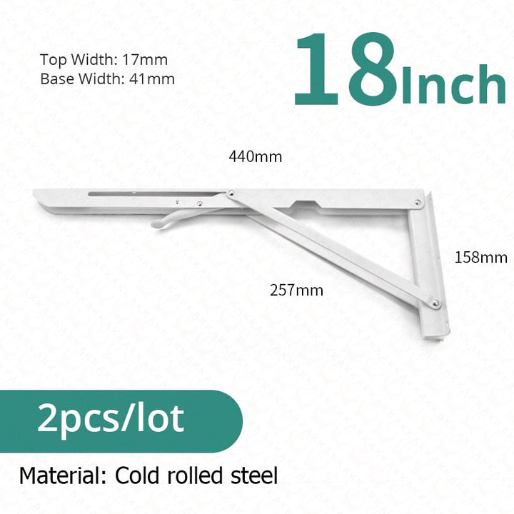Kalsten | 2-piece set collapsible shelf brackets, heavy-duty, made of stainless steel for tables, motorhomes and space-saving