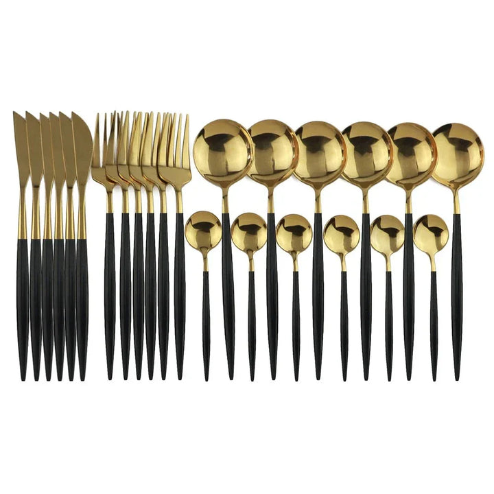 Luxury Black-Gold Stainless Steel Cutlery Set - for Elegant Meals Kalsten