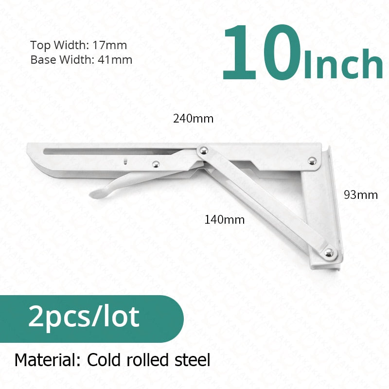 Kalsten | 2-piece set collapsible shelf brackets, heavy-duty, made of stainless steel for tables, motorhomes and space-saving