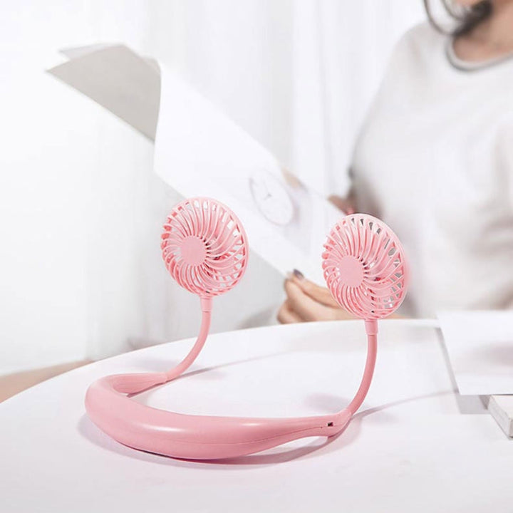 Creative Mini Hanging Neck Type Fan Outdoor LED Fan (Pink) | Kalsten