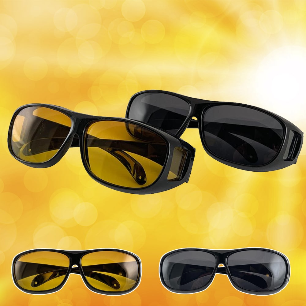 HD-Vision Glasses - 2 pcs Day + Night polarized glasses (perfect as car, sports, night driving & UV sunglasses) | Kalsten