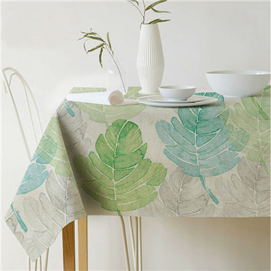Nordic modern linen cotton square green tropical leaf tablecloth cover cloth | Noxord