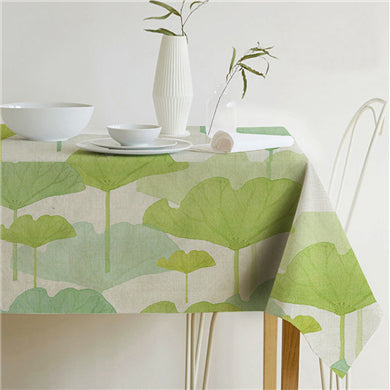 Nordic modern linen cotton square green tropical leaf tablecloth cover cloth | Noxord