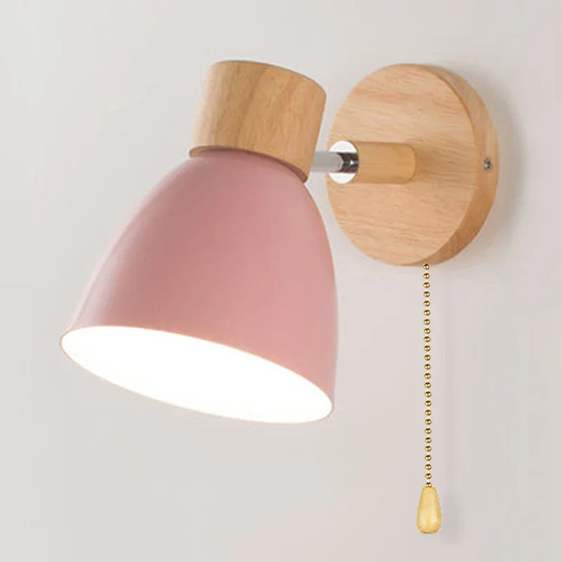 Kalsten | LumoNord Macaron Wall Lamp | Wood & Metal | 90° Swiveling Lamp Head | Scandinavian Design | E27 Socket (without bulb)