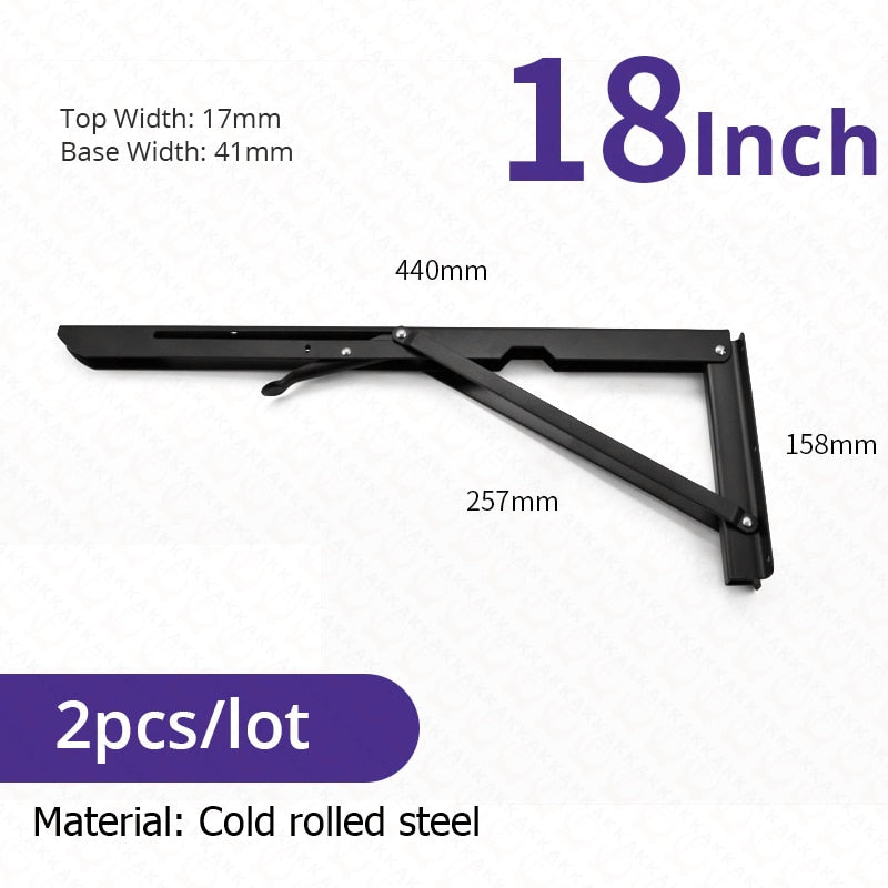 Kalsten | 2-piece set collapsible shelf brackets, heavy-duty, made of stainless steel for tables, motorhomes and space-saving