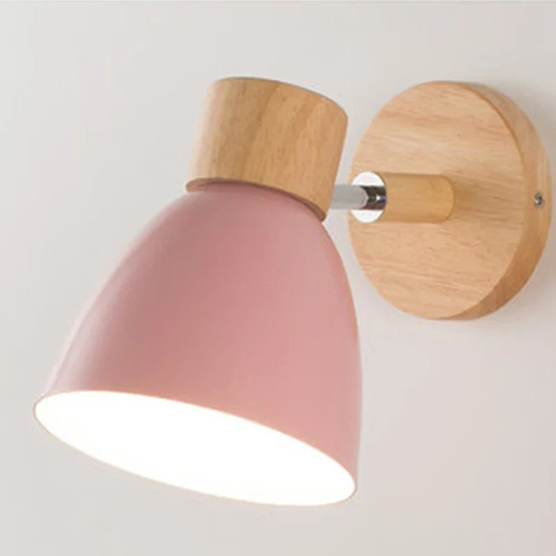 Kalsten | LumoNord Macaron Wall Lamp | Wood & Metal | 90° Swiveling Lamp Head | Scandinavian Design | E27 Socket (without bulb)
