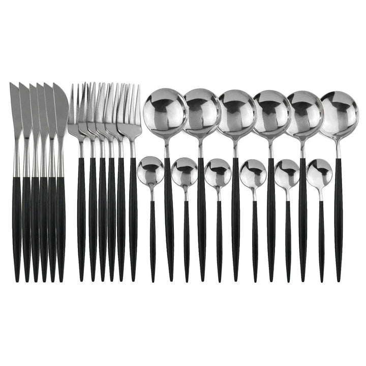 Luxury Black-Gold Stainless Steel Cutlery Set - for Elegant Meals Kalsten