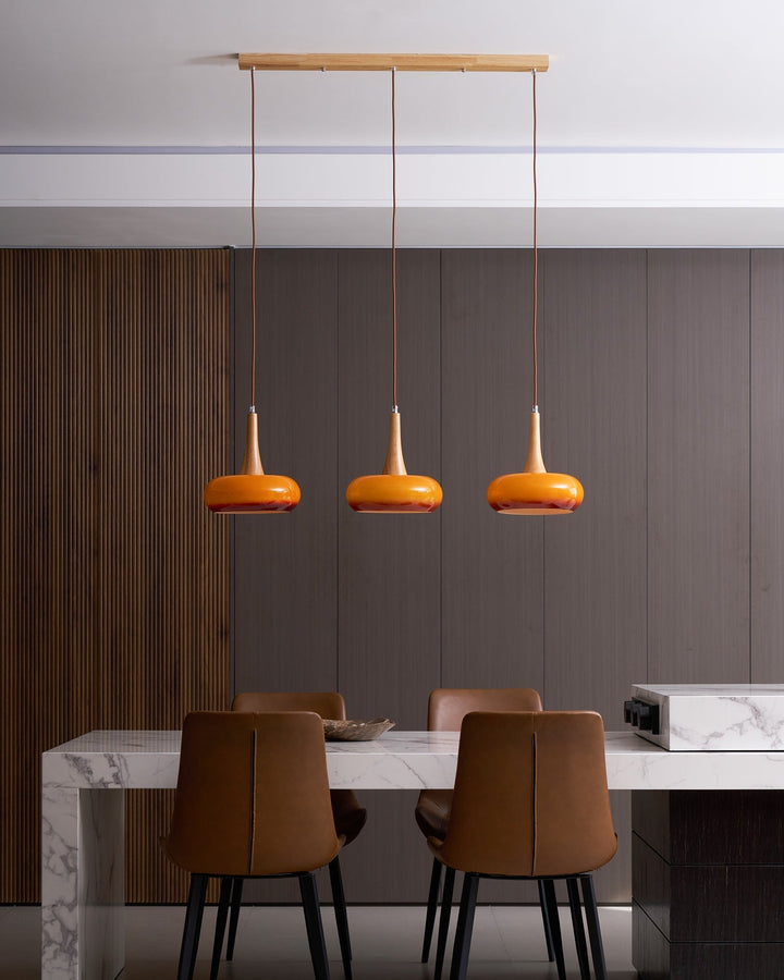 Pendant Lamp Metal Glass Wood 11 in Indoor Kitchen Dining Room Hanging Light Fixture Modern Lighting Options | Kalsten