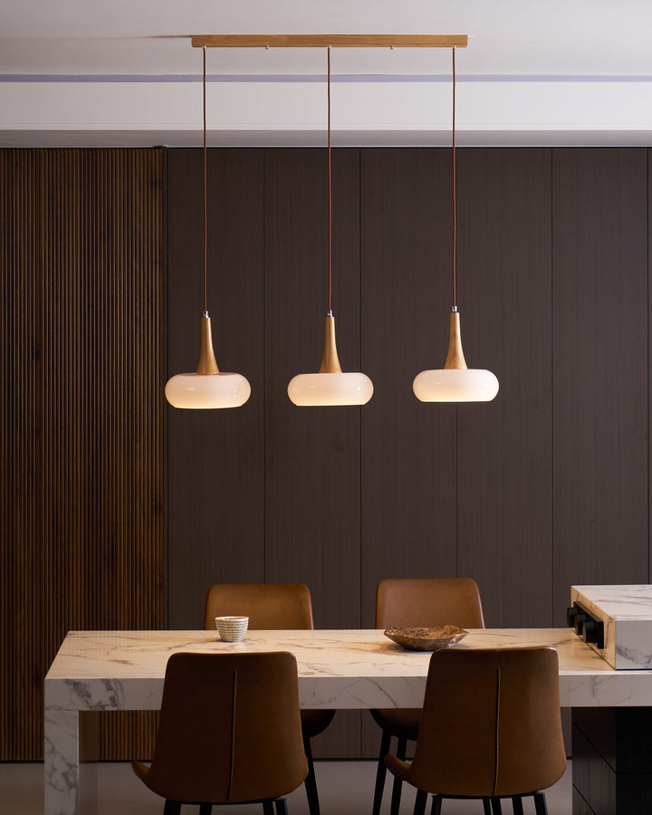 Pendant Lamp Metal Glass Wood 11 in Indoor Kitchen Dining Room Hanging Light Fixture Modern Lighting Options | Kalsten