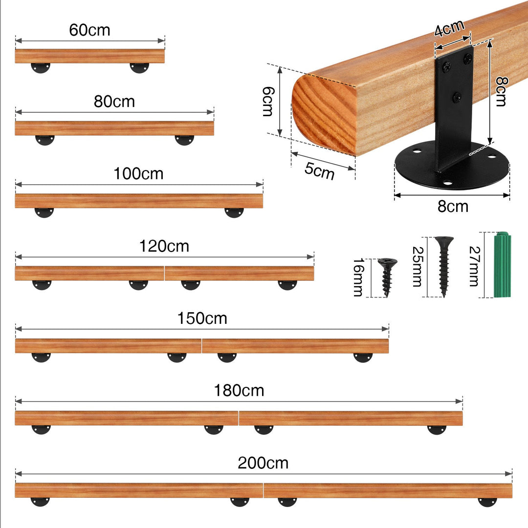 Handrail Stair Railing Pine Wood Half Round Wood | Kalsten
