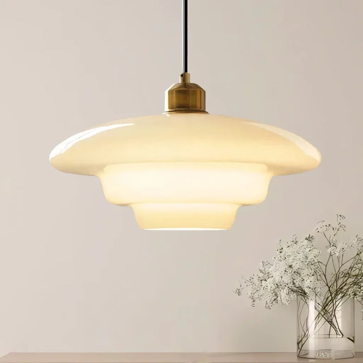 Pendant Light Glass 12.6 in Adjustable Art Deco Dining Room Kitchen Island Hanging Ceiling Lamp | Kalsten