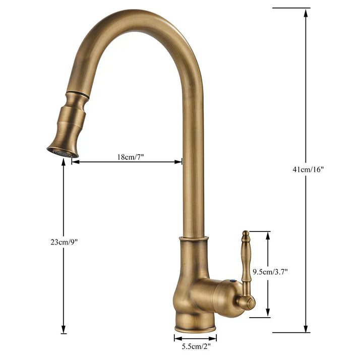 Retro Brass Kitchen Faucet – Swivel Spout