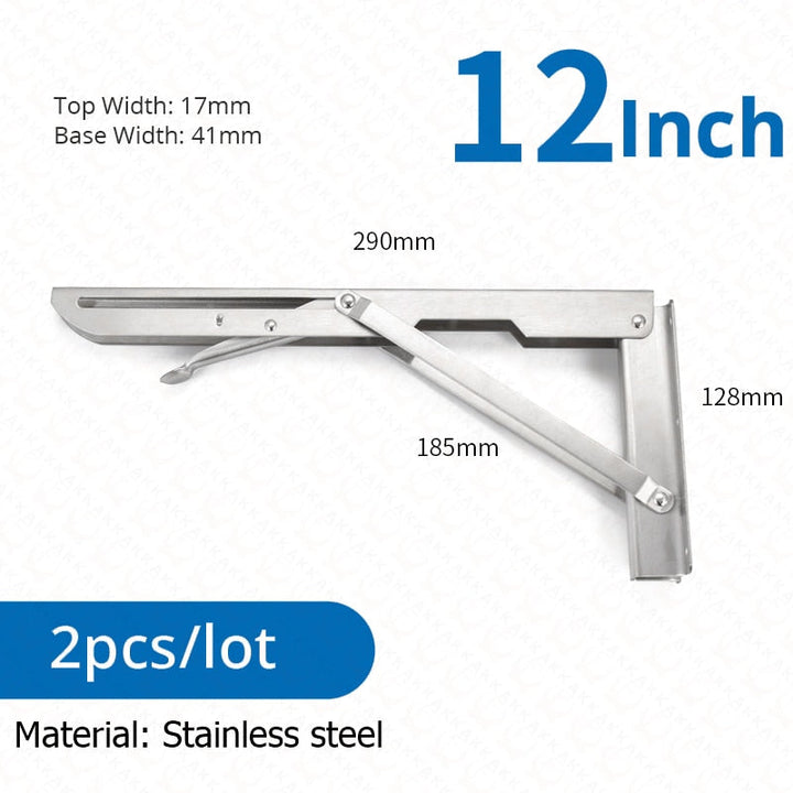 Kalsten | 2-piece set collapsible shelf brackets, heavy-duty, made of stainless steel for tables, motorhomes and space-saving
