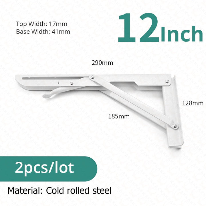 Kalsten | 2-piece set collapsible shelf brackets, heavy-duty, made of stainless steel for tables, motorhomes and space-saving