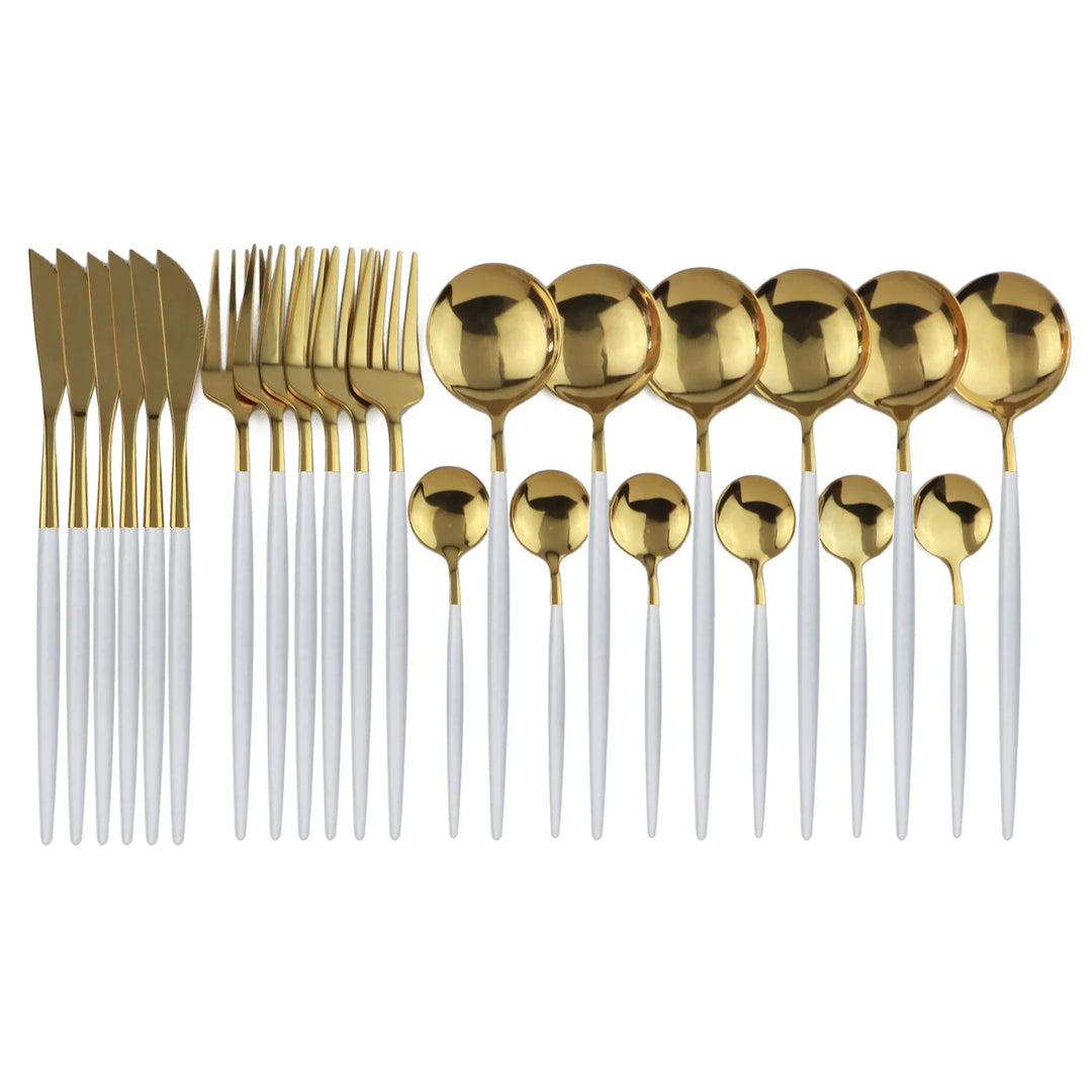 Luxury Black-Gold Stainless Steel Cutlery Set - for Elegant Meals Kalsten