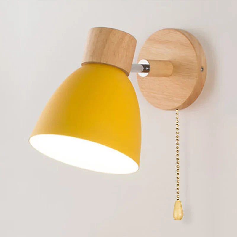 Kalsten | LumoNord Macaron Wall Lamp | Wood & Metal | 90° Swiveling Lamp Head | Scandinavian Design | E27 Socket (without bulb)