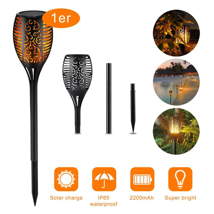 LED Solar Garden Torches Deluxe 96 LED (4 pieces) Noxord