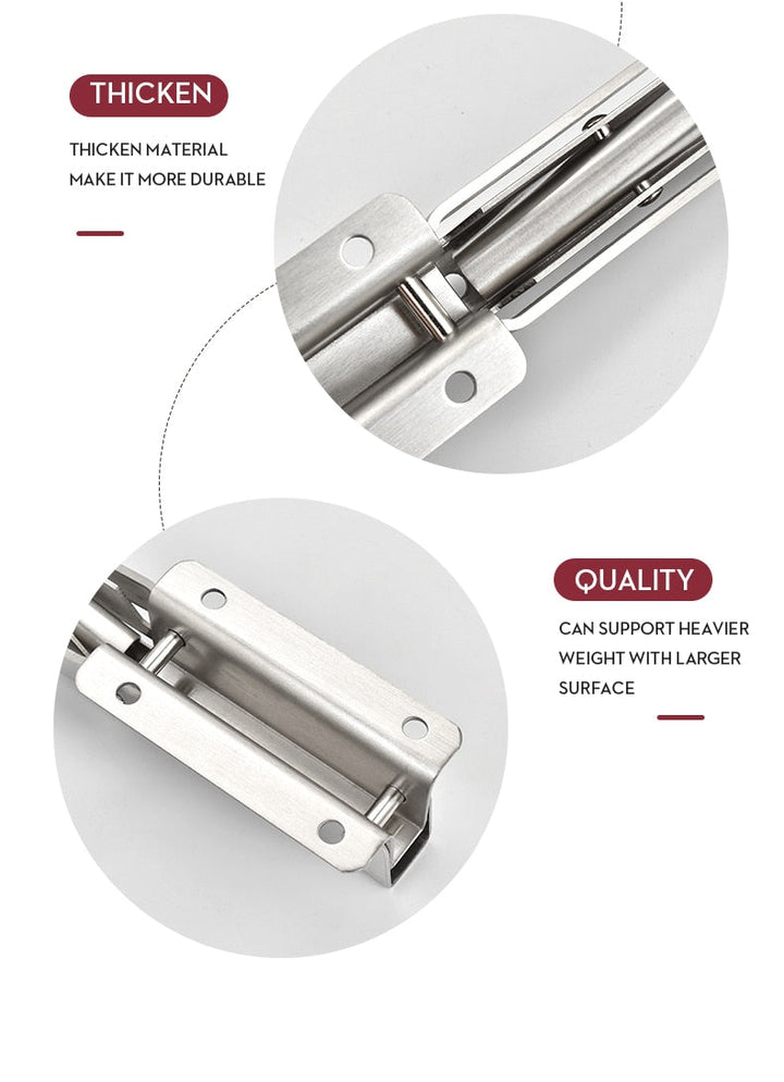 Kalsten | 2-piece set collapsible shelf brackets, heavy-duty, made of stainless steel for tables, motorhomes and space-saving
