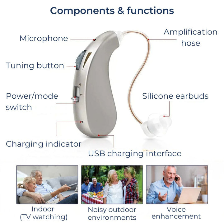 HearingPlus Rechargeable Digital Hearing Aid | for Clear Sound Amplification - Comfortable - Adapted for Daily Use Kalsten