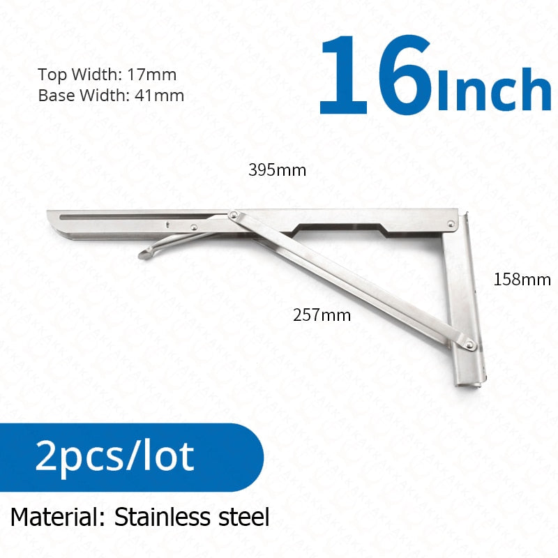 Kalsten | 2-piece set collapsible shelf brackets, heavy-duty, made of stainless steel for tables, motorhomes and space-saving