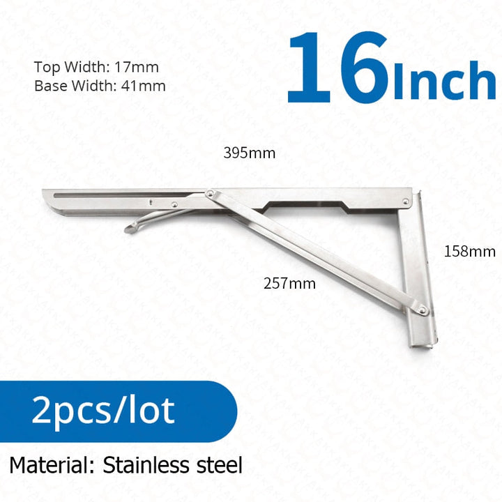 Kalsten | 2-piece set collapsible shelf brackets, heavy-duty, made of stainless steel for tables, motorhomes and space-saving