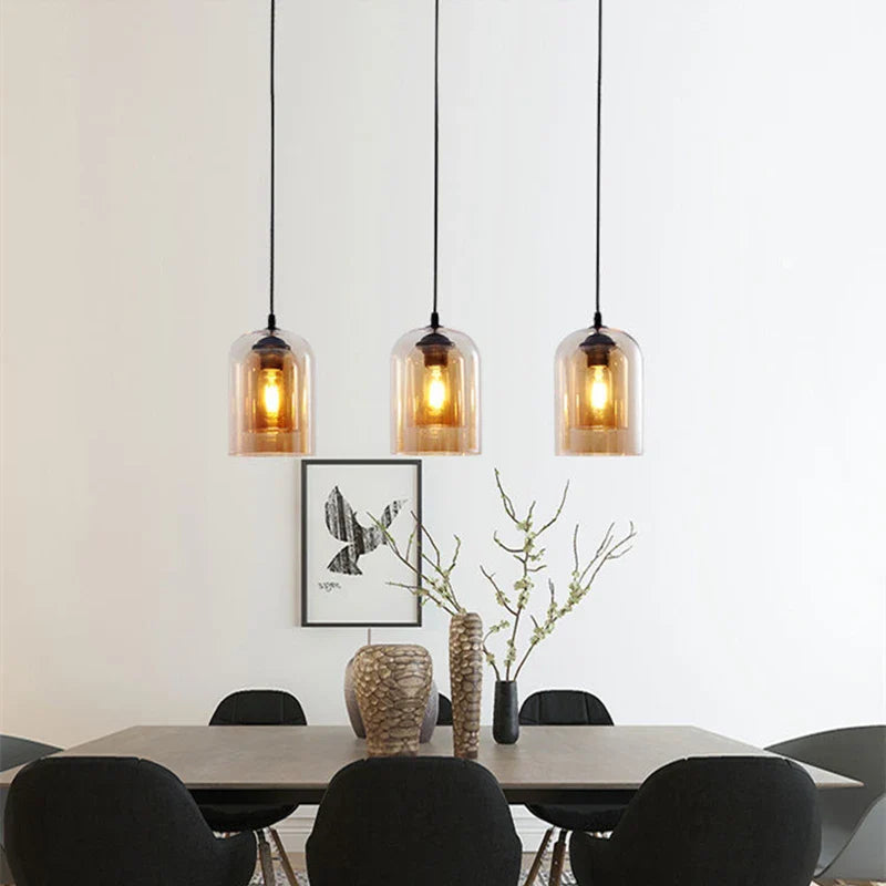 Modern Nordic LED Pendant Lamp – Gray Glass Hanging Light for Bedroom, Bar, Restaurant, Hotel & Living Room – E27 Suspension Lighting | Kalsten