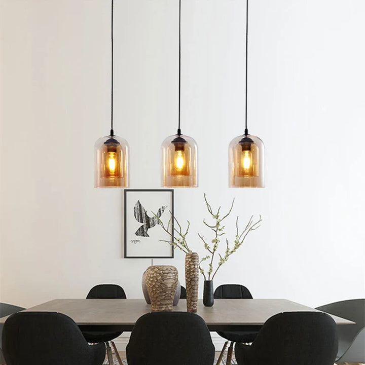 Modern Nordic LED Pendant Lamp – Gray Glass Hanging Light for Bedroom, Bar, Restaurant, Hotel & Living Room – E27 Suspension Lighting | Kalsten