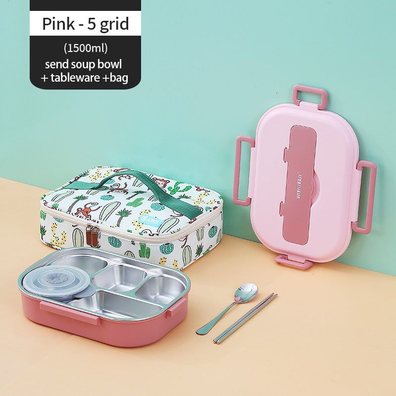 Stainless Steel Multi Compartment Kids Lunch Box | Kalsten